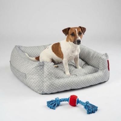 Xpermate Kedi Yatağı ve Köpek Yatağı Fermuarlı Evcil Hayvan Yatağı Yuvi Siesta 55x60x23 cm (Gri Puantiyeli)