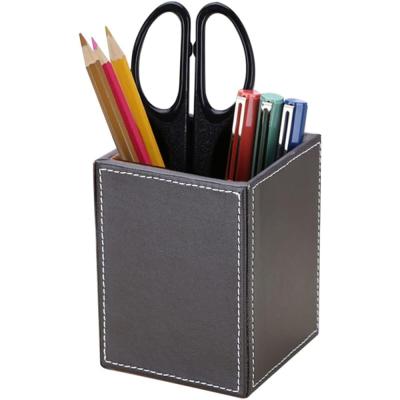 Xspring PU Deri Kare Kalemlik, Kalem Bardakları Masa Aksesuarları Düzenleyici, Ofis Kırtasiye Malzemeleri Düzenleyici, Kalem Düzenleyici, Ofis Malzemeleri Organize için Kalem Tutucu Kupası, Kahverengi