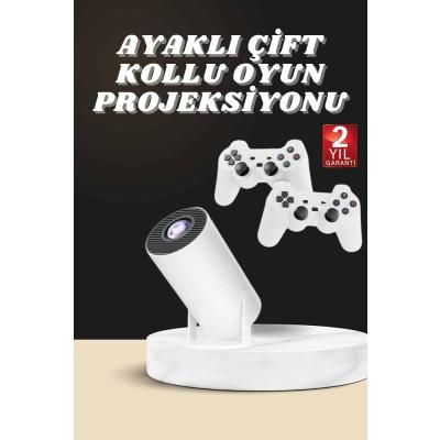 YamanHobi Projeksiyon Cihazı Video Oyun Konsolu Projektör Taşınabilir Ayaklı Çift Kollu 4K Çözünürlüklü
