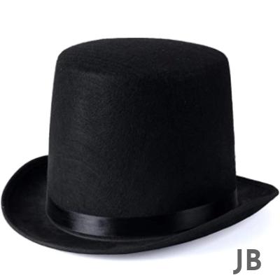 Yetişkinler İçin Siyah Renk Ringmaster Sihirbaz Şapkası Fötr Şapka 15 Cm