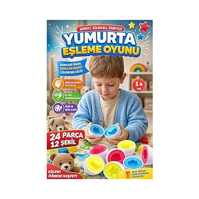 Yumurta Eşleme Oyunu Parça – Renk ve Şekil Öğreten Eğitici Bultak Oyuncak | Montessori İnce Motor ve Zeka Geliştirici Okul Öncesi Aktivite Oyunu 1+ Yaş