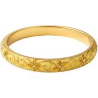 Zarif Mineli Altın Rengi Emaye Bilezik, Çiçek Desenli, Metal Bangle Tasarım, Kadın Takı Aksesuarı Kelepçe