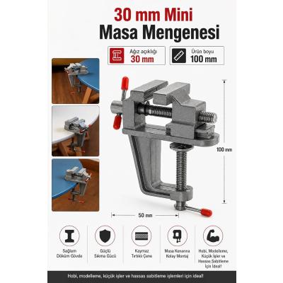 Zephoo Mini Masa Mengenesi 30 mm Ağız Açıklığı Döküm Gövde Tezgah Mengenesi Hobi Modelcilik Elektronik Tamir Takı ve Hassas Sabitleme İşleri İçin