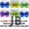 70li 80li Yıllar Nostalji Yeşilçam Retro Parti Gözlükleri 6 Adet