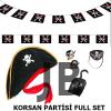 Çocuk Korsan Şapkası + Kancası + Göz Bandı + 2 Adet Yüzük + Afiş Seti