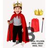 Çocuk Kral Kostüm Seti – Kırmızı Pelerin, Taç Ve Asa (90 Cm)