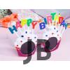 Happy Birthday Yazılı Beyaz Fuşya Renk Parti Gözlüğü 12x7 Cm