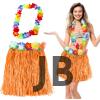 Hawaii Luau Aloha Turuncu Püsküllü 40 Cm Etek Ve Hawaii Kolye Seti