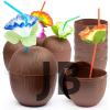 Hindistan Cevizi Hawaii Luau Aloha Pipetli İçecek Kabı Bardak 10x13 Cm 1 Adet