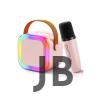 Karaoke Kablosuz Hoparlör Mikrofonlu Rgb Işıklı Bluetooth Speaker Tf Kart/usb Pembe