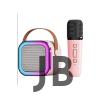 Karaoke Kablosuz Hoparlör Mikrofonlu Rgb Işıklı Bluetooth Speaker Tf Kart/usb Pembe