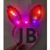 Kenarları Dantelli Fuşya Pullu Payetli Led Işıklı Tavşan Kulak Taç 23x19 Cm