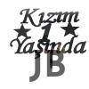 Kızım 1 Yaşında İlk Yaş Doğum Günü Partisi Pleksi Pasta Süsü Gümüş Renk
