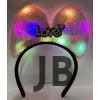 Led Işıklı 3 Farklı Fonksiyonda Yanan Gümüş Love Yazılı Toz Pembe Fiyonk Taç 20x17 Cm