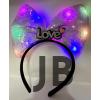 Led Işıklı 3 Farklı Fonksiyonda Yanan Gümüş Love Yazılı Lila Fiyonk Taç 20x17 Cm