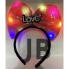Led Işıklı 3 Farklı Fonksiyonda Yanan Gümüş Love Yazılı Fuşya Pembe Fiyonk Taç 20x17 Cm
