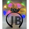 Led Işıklı 3 Farklı Fonksiyonda Yanan Gümüş Love Yazılı Sarı Fiyonk Taç 20x17 Cm