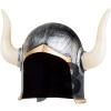 Mega Boynuzlu Viking Ivar Kaskı Eskitilmiş Desen Gümüş Renk
