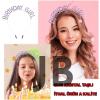 Mor Renk Kristal Taşlı Parlak Birthday Girl Yazılı Taç 16x17 Cm