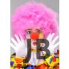 Pembe Renk Kıvırcık Afro Bonus Peruk Takma Saç Ve Kırmızı Burun Seti