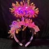 Pembe Renk Pembe Işıltılı Püsküllü Led Işıklı Parlak Hologramlı Taç 25x12 Cm