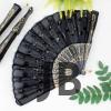 Plastik Pullu Kumaş Yelpaze 12'li Siyah