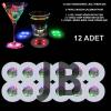 Renkli Led Işıklı Bardak Altlığı - Dekoratif (12 Adet, Pilli)