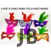 Renkli Parti Maskesi 639lı | Tüylü Karton Maske Seti (lastikli)