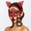 Romantik Kırmızı Dantel Maske Seti – Kedi Kulaklı Taç Ve Maske 3 No