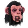 Siyah Saçlı Kafaya Tam Geçmeli Lateks Şempanze Maskesi - Lateks Maymun Orangutan Goril Maske Et Maske
