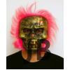 Wild Skull - Bakır Kafatası Pembe Saçlı İskelet Maske