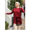 Yeni Stil Bordo Arma Detay Tunik 10020