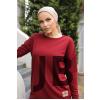 Yeni Stil Bordo Arma Detay Tunik 10020