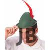 Yeşil Renk Kırmızı Tüylü Peter Pan Şapkası Robin Hood Şapkası 24x23 Cm