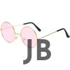 Yuvarlak Cam John Lennon Tarzı Hippi Gold Çerçeveli Pembe Gözlük