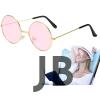 Yuvarlak Cam John Lennon Tarzı Hippi Gold Çerçeveli Pembe Gözlük